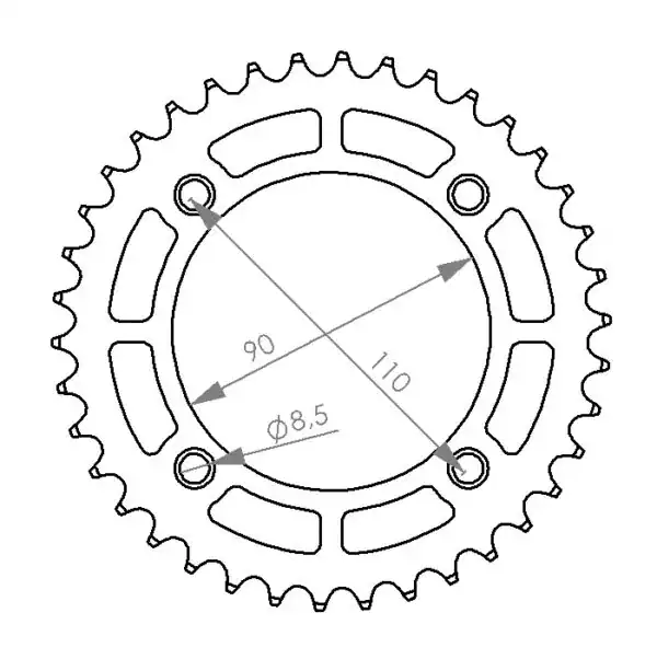 Tagumine ketiratas 40 hammast KTM/Husqvarna/GasGas 50cc - VP4MX